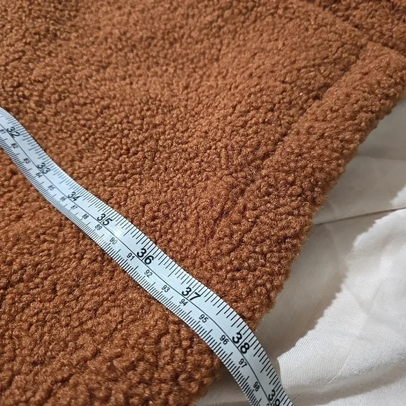 NWT Uniqlo JW Anderson Pile Lined Fleece Sherpa Collarless Coat Women Brown Med - Picture 10 of 10